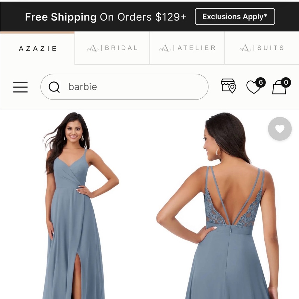 Azazie Women's Dusty Blue Backless Dress